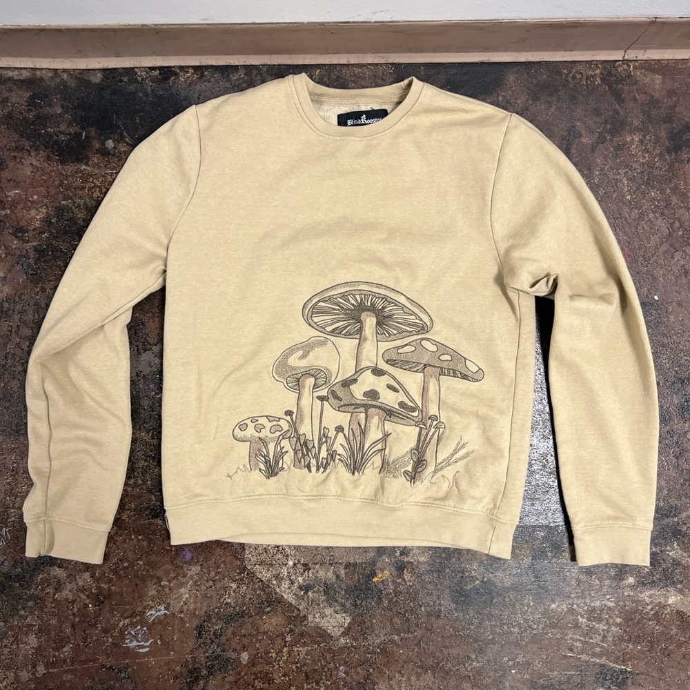 Beige Sweater with Mushroom Embroidery